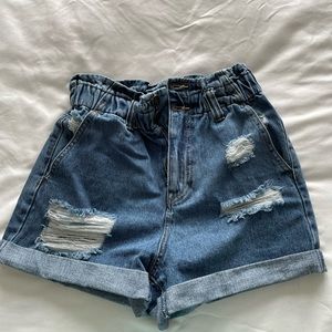 NWOT Forever 21 High Waist Paperbag Denim Shorts